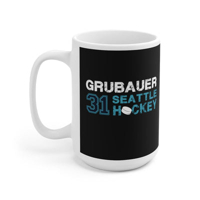 Mug Grubauer 31 Seattle Hockey Ceramic Coffee Mug In Black, 15oz