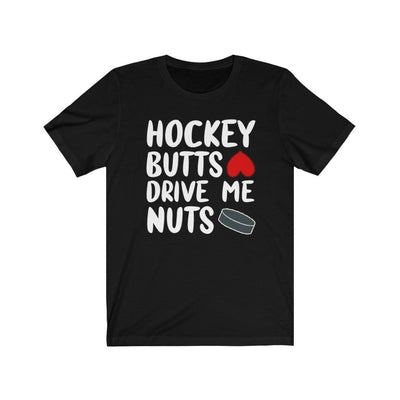 Printify T-Shirt Black / L "Hockey Butts Drive Me Nuts" Unisex Jersey Tee