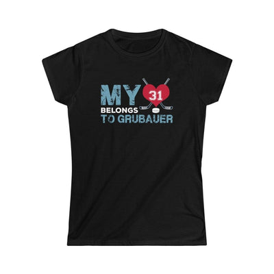 Printify T-Shirt Black / S My Heart Belongs to Grubauer Women's Softstyle Tee
