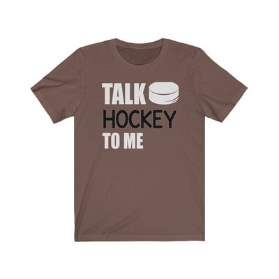 Printify T-Shirt Brown / S "Talk Hockey To Me" Unisex Jersey Tee