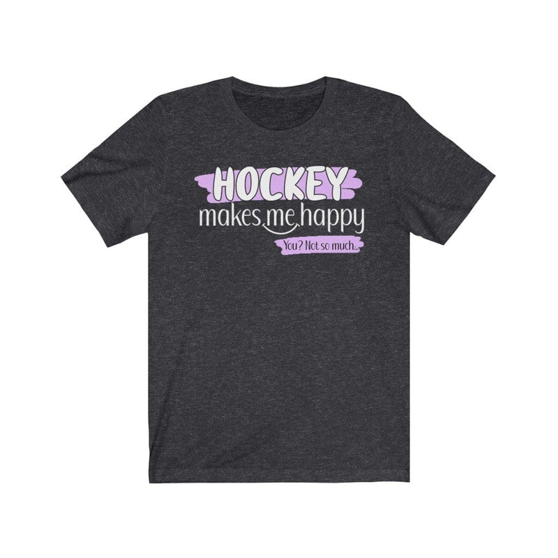 Printify T-Shirt "Hockey Makes Me Happy" Unisex Jersey Tee