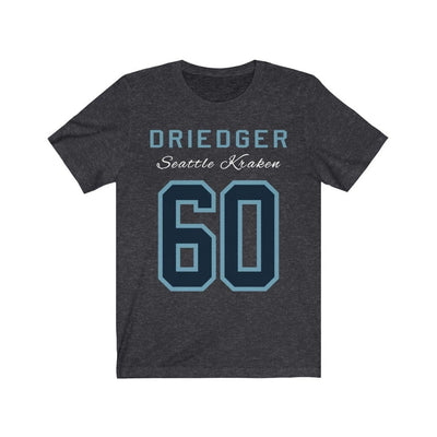 Printify T-Shirt Dark Grey Heather / S Driedger 60 Seattle Kraken Hockey Unisex Jersey Tee