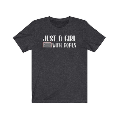 Printify T-Shirt Dark Grey Heather / S "Just A Girl With Goals" Unisex Jersey Tee