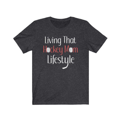 Printify T-Shirt Dark Grey Heather / S "Living That Hockey Mom Lifestyle" Unisex Jersey Tee