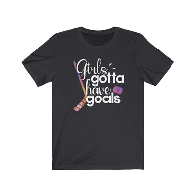 Printify T-Shirt Dark Grey / S "Girls Gotta Have Goals" Unisex Jersey Tee