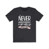 Printify T-Shirt Dark Grey / S "Never Underestimate A Girl With Hockey Stick" Unisex Jersey Tee