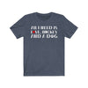 Printify T-Shirt Heather Navy / S "All I Need Is Love, Hockey And A Dog" Unisex Jersey Tee