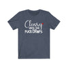 Printify T-Shirt Heather Navy / S "Classy Until The Puck Drops" Unisex Jersey Tee