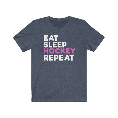 Printify T-Shirt Heather Navy / S "Eat Sleep Hockey Repeat" Unisex Jersey Tee