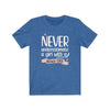 Printify T-Shirt Heather True Royal / S "Never Underestimate A Girl With Hockey Stick" Unisex Jersey Tee