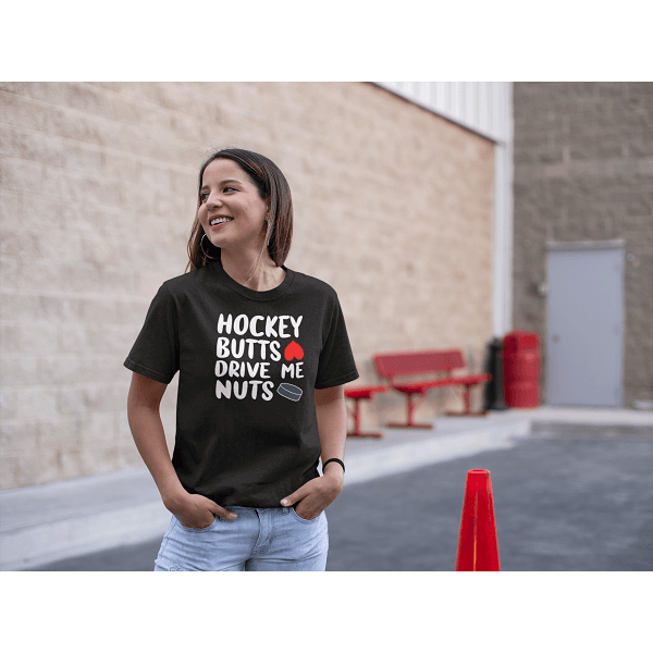 Printify T-Shirt "Hockey Butts Drive Me Nuts" Unisex Jersey Tee