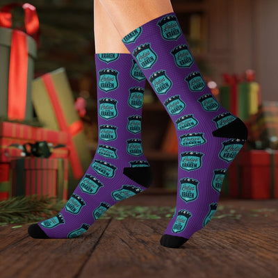 All Over Prints Ladies Of The Kraken Logo Fashion Socks In Purple