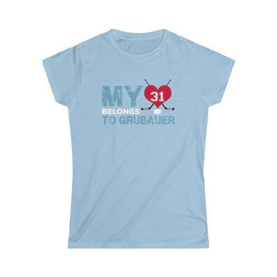 Printify T-Shirt Light Blue / M My Heart Belongs to Grubauer Women's Softstyle Tee