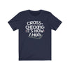 Printify T-Shirt Navy / S "Cross-checking It's How I Hug" Unisex Jersey Tee