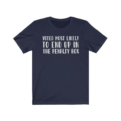 Printify T-Shirt Navy / S "Voted And End Up In The Penalty Box" Unisex Jersey Tee