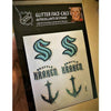 Seattle Kraken Glitter Decal Temporary Tattoo 6 Pack