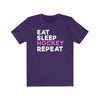 Printify T-Shirt Team Purple / S "Eat Sleep Hockey Repeat" Unisex Jersey Tee