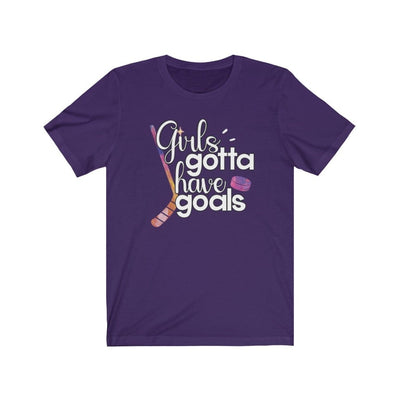 Printify T-Shirt Team Purple / S "Girls Gotta Have Goals" Unisex Jersey Tee