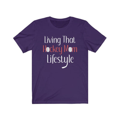 Printify T-Shirt Team Purple / S "Living That Hockey Mom Lifestyle" Unisex Jersey Tee