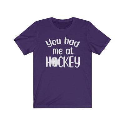 Printify T-Shirt Team Purple / S "You Had Me At Hockey" Unisex Jersey Tee