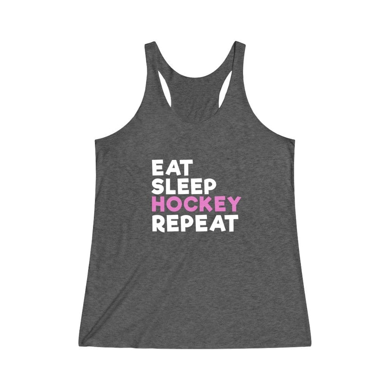 Printify Tank Top "Eat Sleep Hockey Repeat" Women's Tri-Blend Racerback Tank